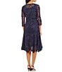 Soulmates Two Piece Baroque Floral Lace 3/4 Sleeve Scoop Neck Midi 2 ...