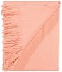 Southern Living Ashford Brushed Knit Fringed Acrylic Throw Blanket, Color:Apricot Blush - Image 1