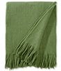 Southern Living Ashford Brushed Knit Fringed Acrylic Throw Blanket, Color:English Ivy - Image 1