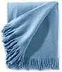 Southern Living Ashford Brushed Knit Fringed Acrylic Throw Blanket, Color:Dusk Blue - Image 1