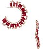 Color:Red - Image 1 - Red Beaded Hoop Earrings