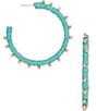 Color:Turquoise/Gold - Image 1 - Beads Thread Wrapped Hoop Earrings