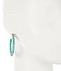 Color:Turquoise/Gold - Image 2 - Beads Thread Wrapped Hoop Earrings