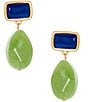 Southern Living Blue Cab Rectangular Stud Organic Green Bead Drop Earrings - Image 1