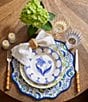 Color:Blue - Image 3 - Genevieve Collection Blue Hand Painted Salad Plate