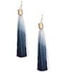 Color:Gold/Blue - Image 1 - Blue Ombre Thread Long Statement Tassel Earrings