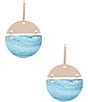 Color:Gold/Blue - Image 1 - Blue Sea Print Drop Earrings