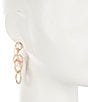 Color:Blush/Gold - Image 2 - Blush and Metal Link Drop Earrings