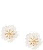 Southern Living x Borrowed & Blue Carved Pearl Flower Stud Earrings, Color:Gold/Pearl - Image 1