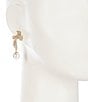 Color:Gold/Crystal - Image 2 - Borrowed & Blue by Southern Living Crystal Pave Long Bow Pearl Drop Earrings