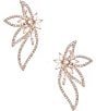Color:Gold/CZ - Image 1 - Borrowed & Blue by Southern Living CZ Stone Open Metal Half Flower Stud Earrings