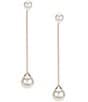 Color:Gold/Pearl - Image 1 - Borrowed & Blue By Southern Living Double Pearl Chain Linear Earrings