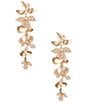 Southern Living x Borrowed & Blue Gold and Pearl Flower Linear Earrings, Color:Multi - Image 1