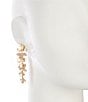 Southern Living x Borrowed & Blue Gold and Pearl Flower Linear Earrings, Color:Multi - Image 2