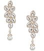 Color:Crystal/Pearl - Image 1 - Borrowed & Blue by Southern Living Marquise Cluster Pearl Crystal Drop Statement Earrings