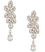 Southern Living x Borrowed & Blue Marquise Cluster Pearl Crystal Drop Statement Earrings, Color:Crystal/Pearl - Image 1