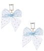 Southern Living x Borrowed & Blue Crystal Tulle Fabric Bow Novelty Drop Earrings, Color:Gold/Light Blue - Image 1