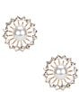 Color:Multi - Image 1 - Borrowed & Blue by Southern Living Pearl and Stone Circle Stud Earrings