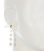 Color:Gold/White - Image 2 - Borrowed & Blue by Southern Living White Satin Bow Crystal Stone Pearl Linear Earrings