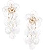 Color:White - Image 1 - Borrowed & Blue Collection Flower with Petal Shakey Pearl Drop Statement Earrings