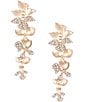 Color:Crystal/Gold - Image 1 - Borrowed & Blue Collection Metal and Pave Crystal Flower Petals Drop Earrings