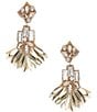 Color:Gold - Image 1 - Borrowed & Blue By Southern Living Embellished Crystal Fan Statement Earrings