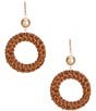 Color:Gold - Image 1 - Brass Bead Wicker Round Drop Earrings