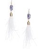 Color:Blue - Image 1 - Chinoiserie Bead with Feather Statement Drop Earrings