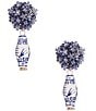 Color:Blue/White - Image 1 - Chinoiserie Beaded Flower Drop Earrings