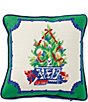 Southern Living Chinoiserie Christmas Tree Needlepoint Square Accent Pillow - Image 1
