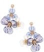 Southern Living Crystal Stone Floral Statement Drop Earrings, Color:Gold/Blue - Image 1