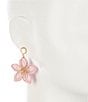 Color:Gold/Pink - Image 2 - Crystal Stone Pink Flower Wire Drop Earrings