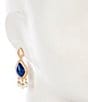 Southern Living Diamond Metal Stud Navy Cab Multi Pearl Chandelier Drop Earrings, Color:Navy/Gold - Image 2