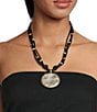 Southern Living Disc Pendant Rope Cord Pendant Statement Necklace - Image 2