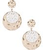 Color:White/Gold - Image 1 - Double Disc with Detail Drop Earrings