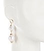 Color:Gold/Pearl - Image 2 - Double Pearl Drop Earrings