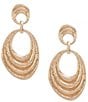 Southern Living Double Textured Disc Orbital Drop Earrings, Color:Gold - Image 1