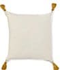 Color:Yellow - Image 2 - Embroidered and Tassel Trim Square Pillow