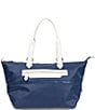 Southern Living Expandable Nylon Tote Bag, Color:Navy/White - Image 1