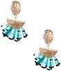 Southern Living Feather Drop Earrings, Color:Turquoise/Gold - Image 1