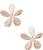 Color:Blush/Gold - Image 1 - Flower with Semi Precious Stone Stud Earrings