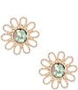 Color:Abalone/Gold - Image 1 - Flower with Shell Inset Clip On Stud Earrings