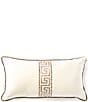 Southern Living Greek Key Tape Embroidered Lumbar Decorative Pillow, Color:Beige - Image 1