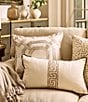 Southern Living Greek Key Tape Embroidered Lumbar Decorative Pillow, Color:Beige - Image 3