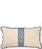 Southern Living Greek Key Tape Embroidered Lumbar Decorative Pillow, Color:Blue - Image 1