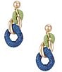 Southern Living Green & Blue Cord Wrapped Curb Link Linear Earrings, Color:Gold/Multi - Image 1