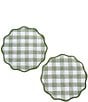 Color:Green - Image 1 - Green Plaid Scalloped Placemats, Set of 2