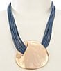 Southern Living Hammered Metal Statement Collar Necklace, Color:Gold/Navy - Image 1