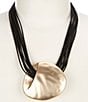 Southern Living Hammered Metal Statement Collar Necklace, Color:Gold/Black - Image 1