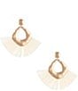 Southern Living Hammered Navette Metal Resort Raffia Drop Earrings, Color:Gold/Ivory - Image 1